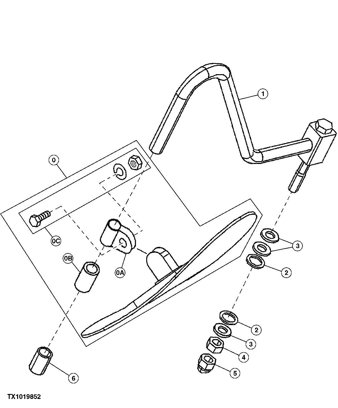 Схема запчастей John Deere 60C LC - 139 - LEFT REAR VIEW MIRROR(UNITS BUILT JUNE 2006 AND AFTER) 2002 MIRROR