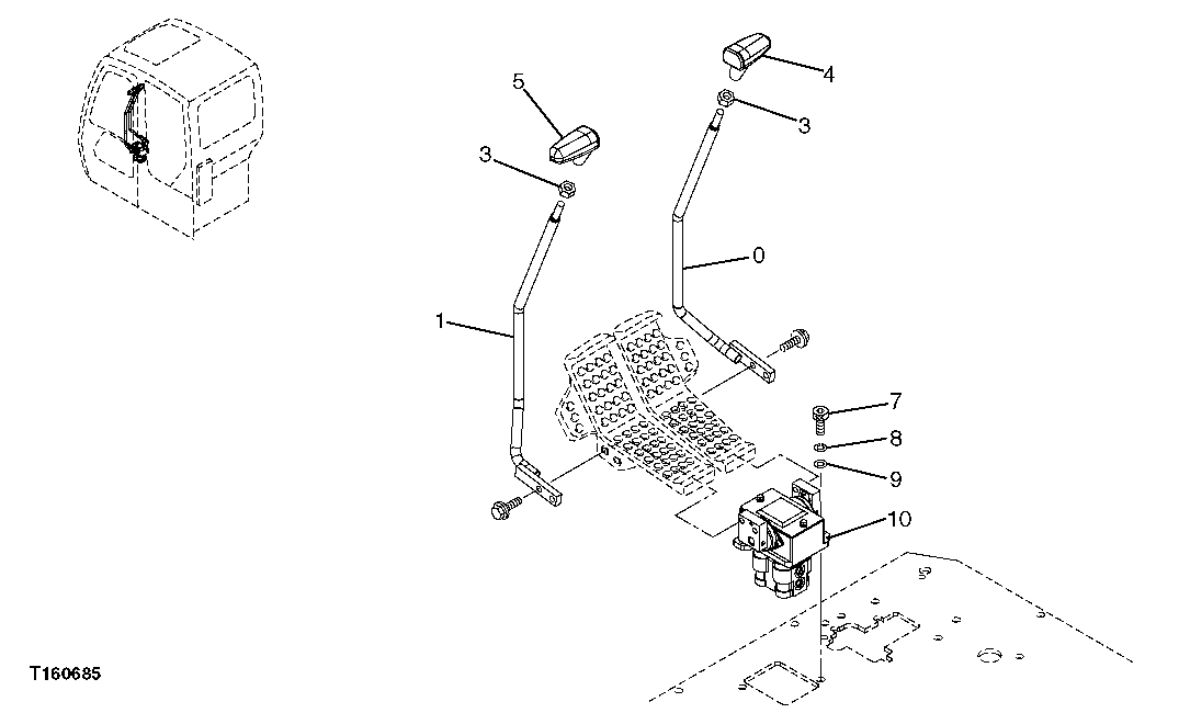 Схема запчастей John Deere 60C LC - 153 - PROPEL PILOT CONTROLLER, LEVER AND HANDLE 3315 CONTROLS LINKAGE