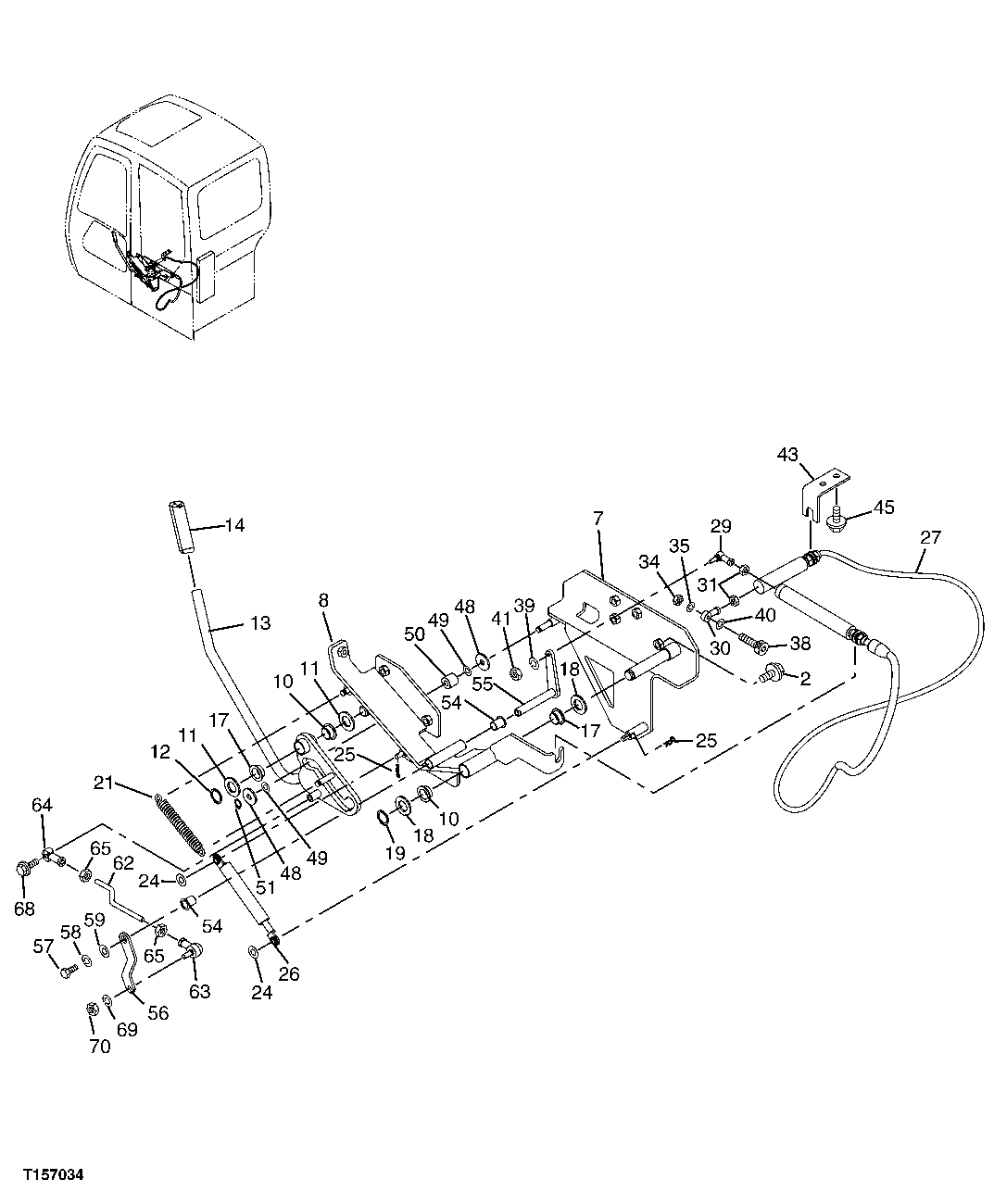 Схема запчастей John Deere 60C LC - 159 - LOCK LEVER 3315 CONTROLS LINKAGE