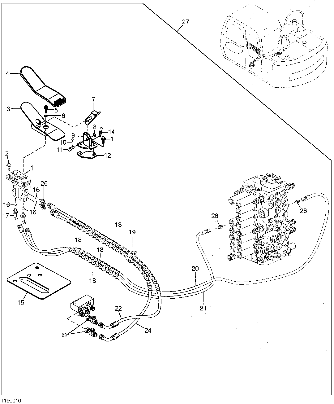 Схема запчастей John Deere 60C LC - 160 - FOOT PEDAL CONTROL KIT 3315 CONTROLS LINKAGE