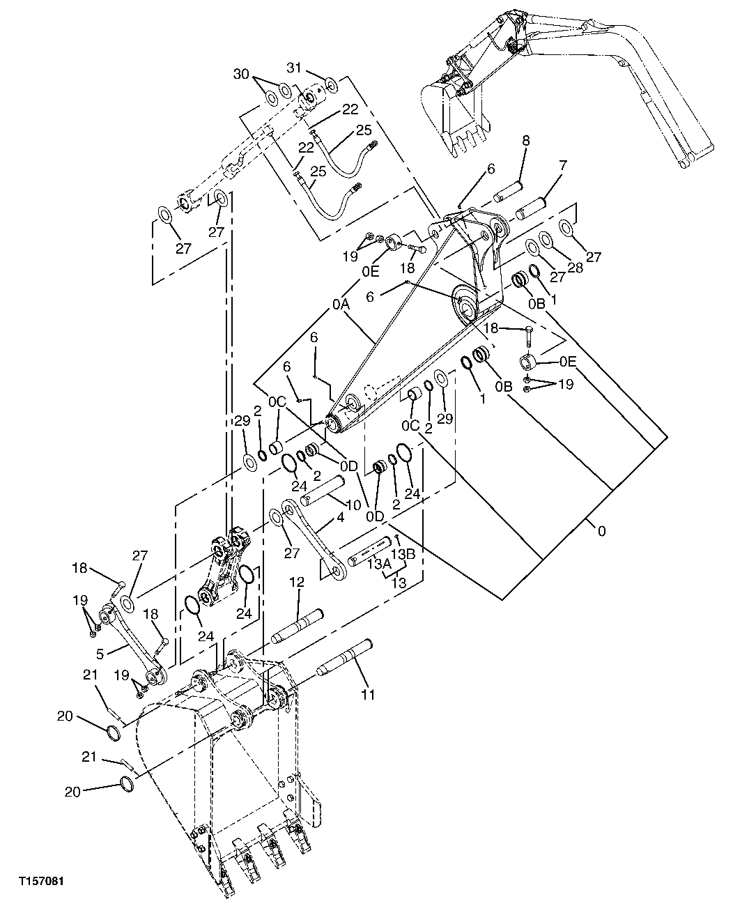 Схема запчастей John Deere 60C LC - 161 - STANDARD ARM, 1.62M (FOR USE WITH STANDARD BOOM) 3340 EXCAVATOR FRAMES