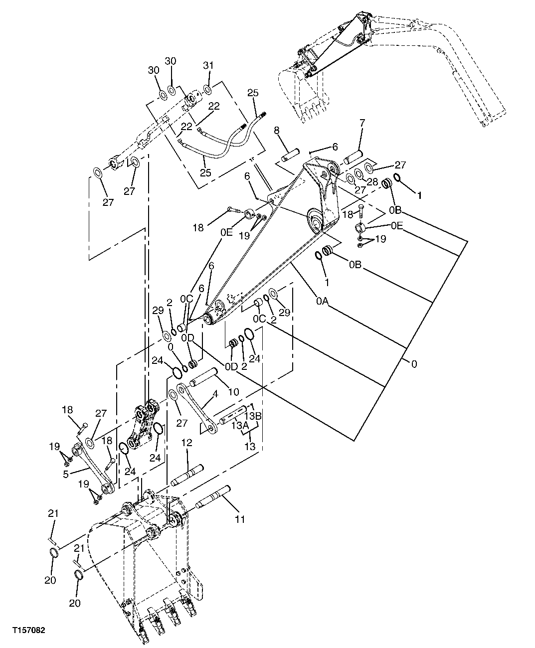 Схема запчастей John Deere 60C LC - 162 - LONG ARM, 2.12M (FOR USE WITH STANDARD BOOM) 3340 EXCAVATOR FRAMES