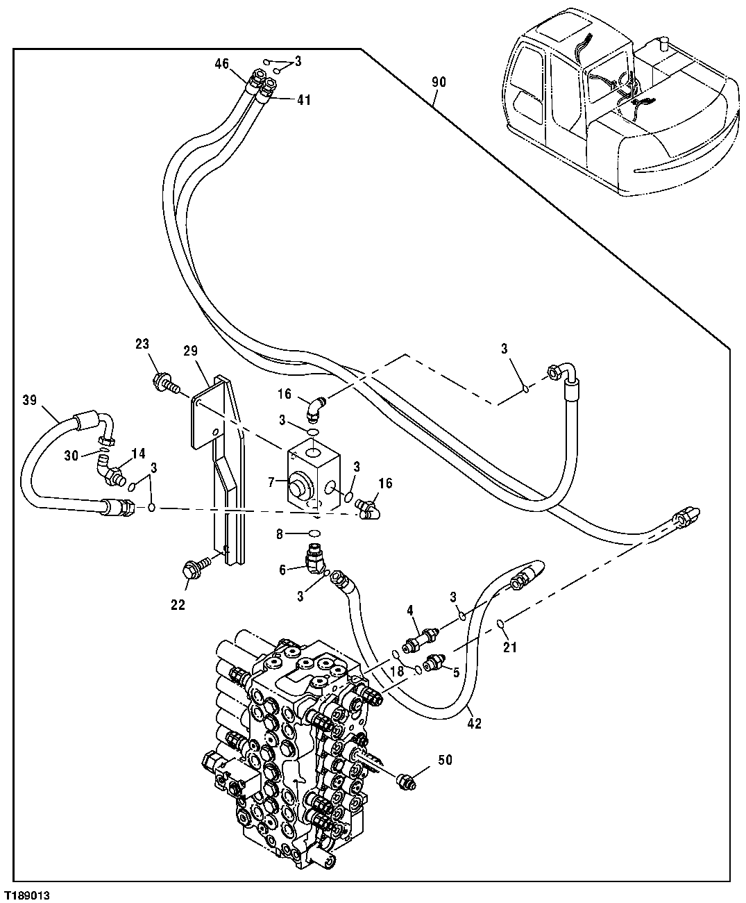 Схема запчастей John Deere 60C LC - 171 - AUXILIARY HYDRAULIC LINE KIT 3360 HYDRAULIC SYSTEM