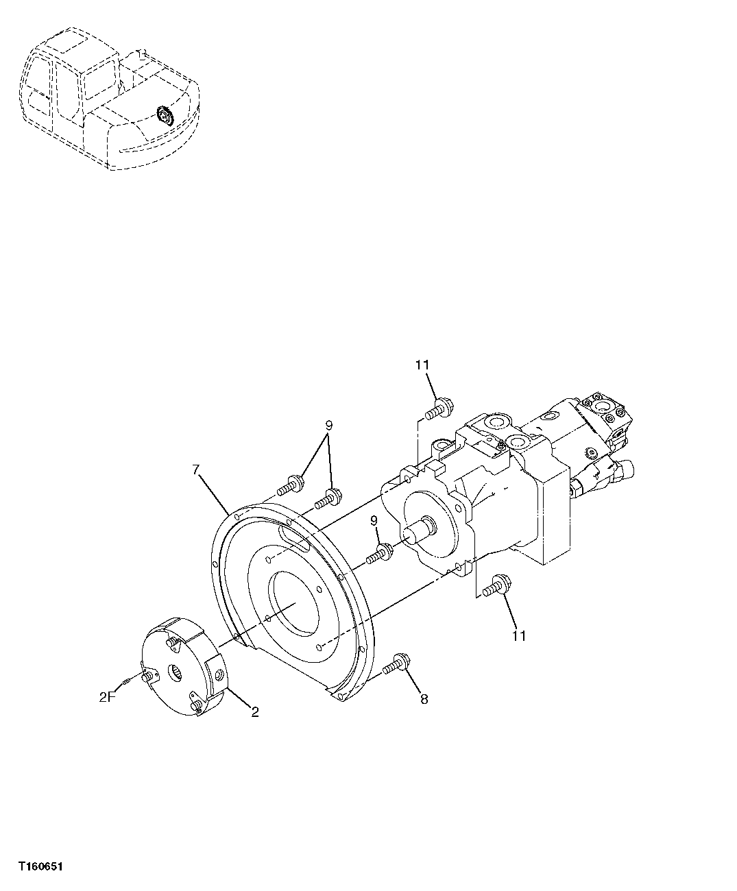 Схема запчастей John Deere 60C LC - 177 - HYDRAULIC PUMP MOUNTING 3361 HYDRAULIC PUMP