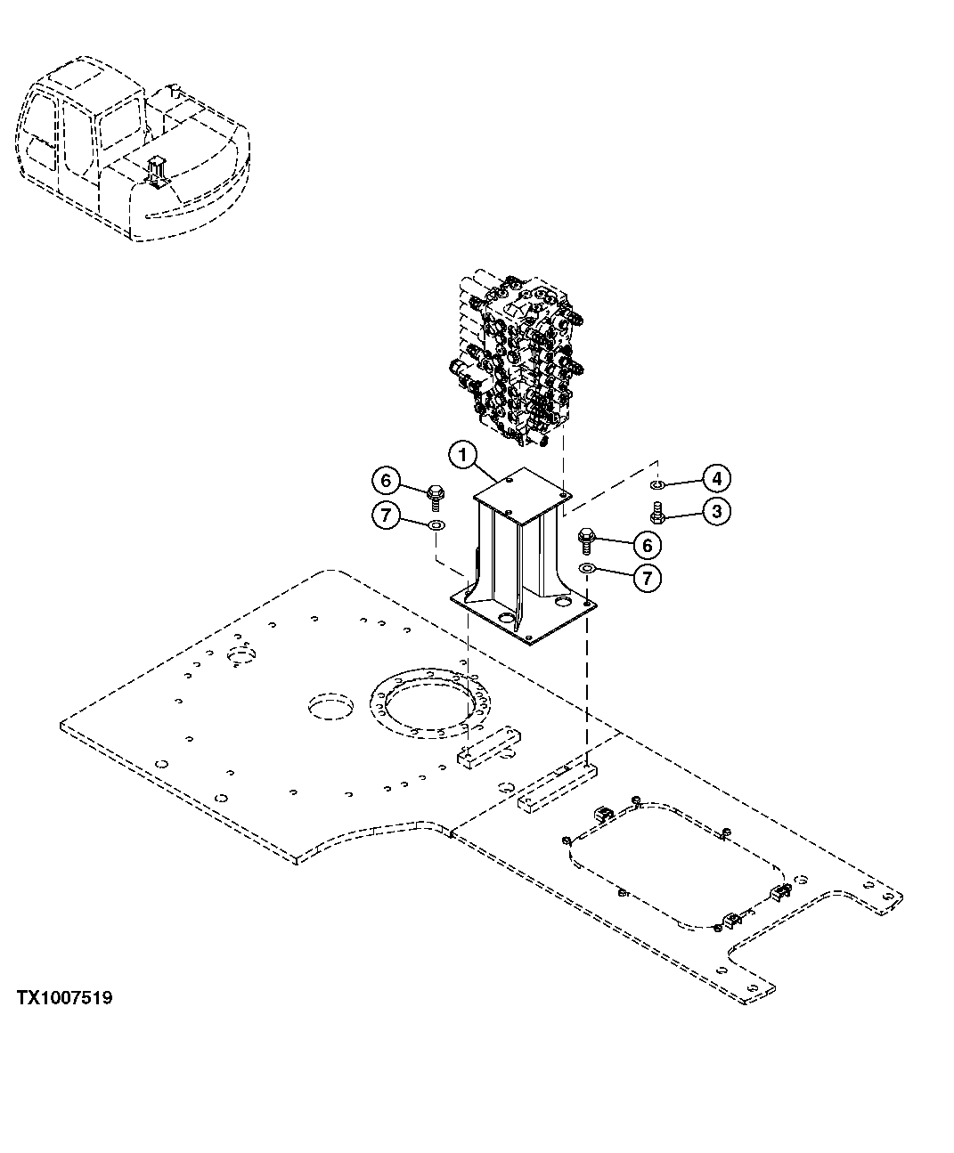 Схема запчастей John Deere 60C LC - 189 - CONTROL VALVE SUPPORT 3362 CONTROL AND LOAD HOLDING VALVES