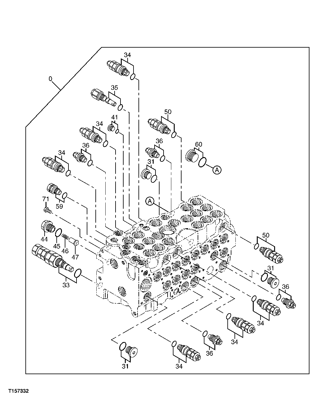 Схема запчастей John Deere 60C LC - 196 - CONTROL VALVE (RELIEF VALVES) (STANDARD BOOM) 3362 CONTROL AND LOAD HOLDING VALVES