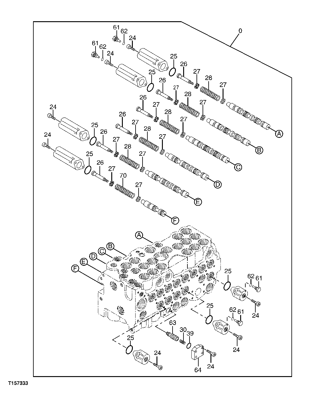 Схема запчастей John Deere 60C LC - 200 - CONTROL VALVE (6-SPOOL) (OFFSET BOOM) 3362 CONTROL AND LOAD HOLDING VALVES