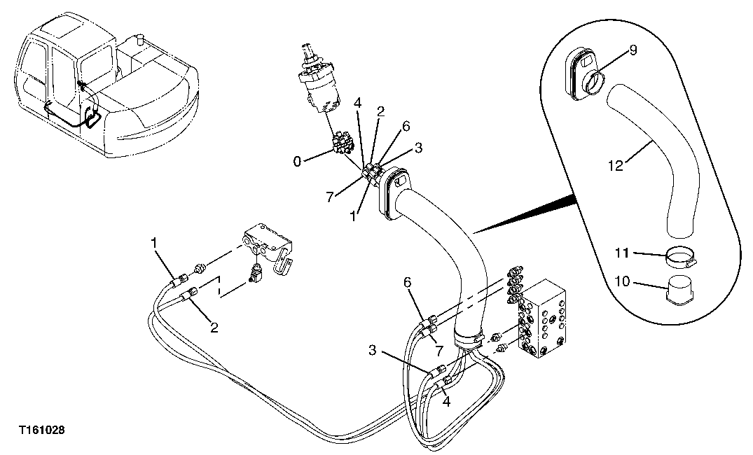 Схема запчастей John Deere 60C LC - 236 - PILOT HOSES(RIGHT PILOT CONTROLLER TO FLOW REGULATING MANIFOLD) 3363 LINES, HOSES AND FITTINGS