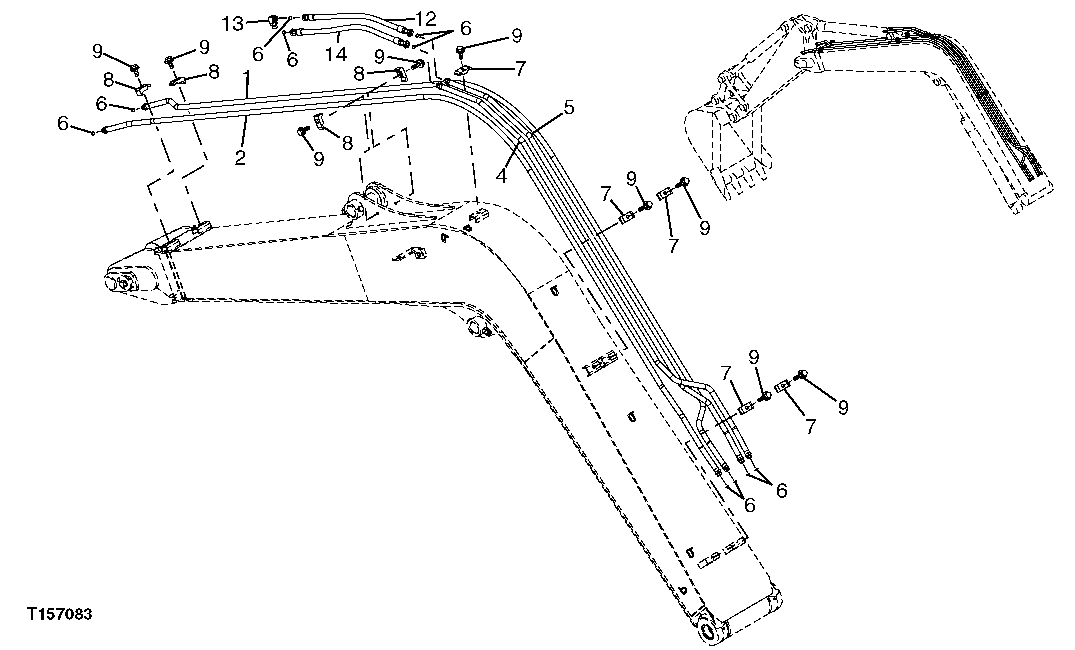 Схема запчастей John Deere 60C LC - 239 - HYDRAULIC LINES ON BOOM TO CYLINDERS (STANDARD BOOM) 3363 LINES, HOSES AND FITTINGS