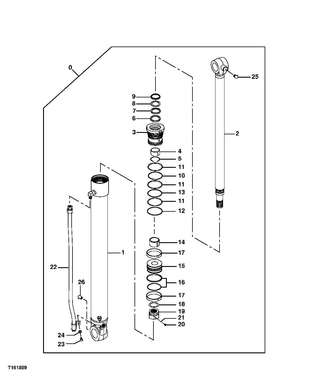 Схема запчастей John Deere 60C LC - 248 - OFFSET CYLINDER COMPONENTS (OFFSET BOOM) 3365 HYDRAULIC CYLINDERS