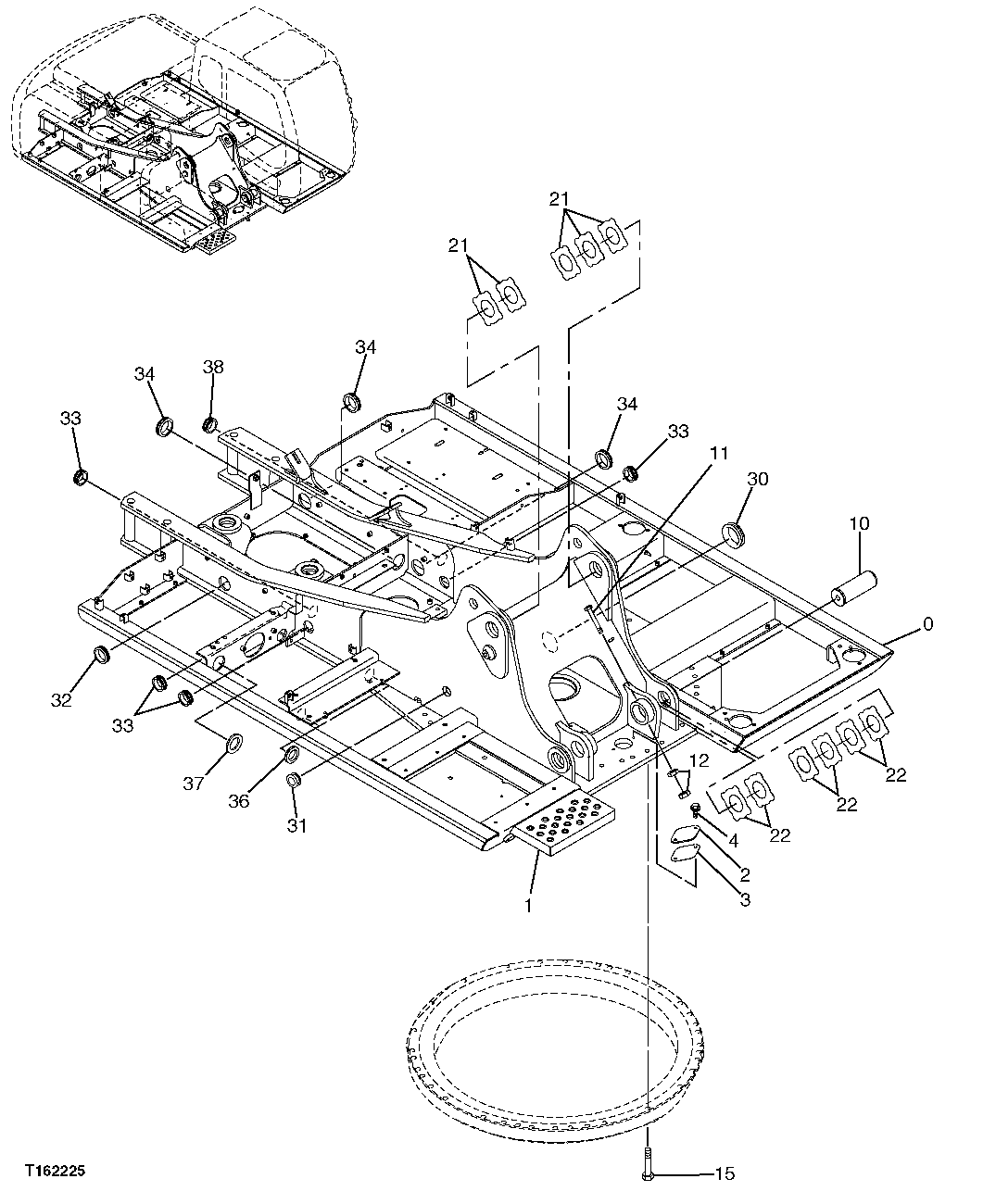 Схема запчастей John Deere 2054 - 102 - MAIN FRAME AND BOOM CYLINDER PINS 1741 ENGINE OR MAIN FRAME