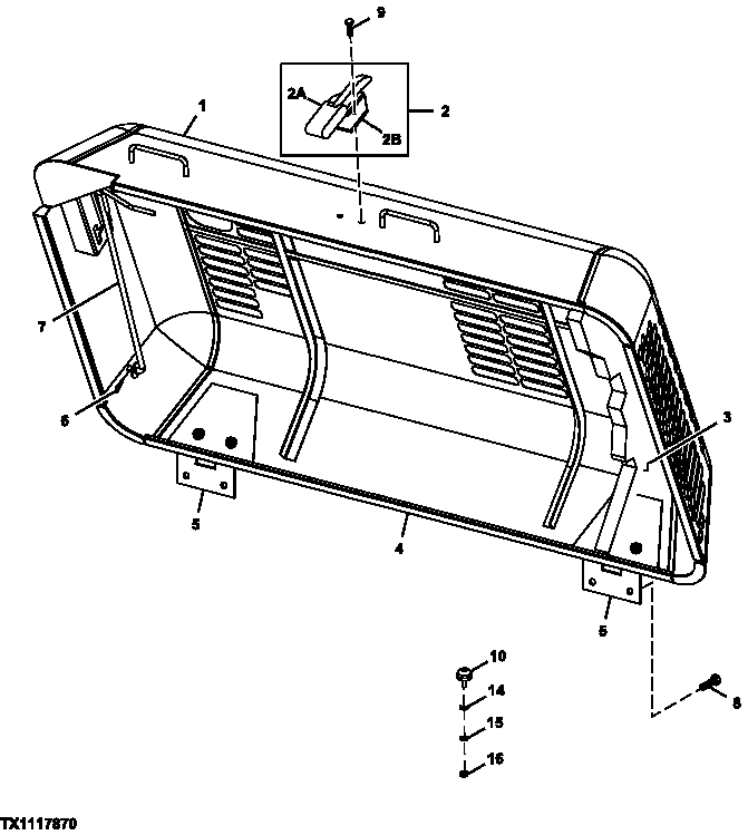 Схема запчастей John Deere 2054 - 143 - ENGINE COMPARTMENT HOOD 1910 HOOD OR ENGINE ENCLOSURE