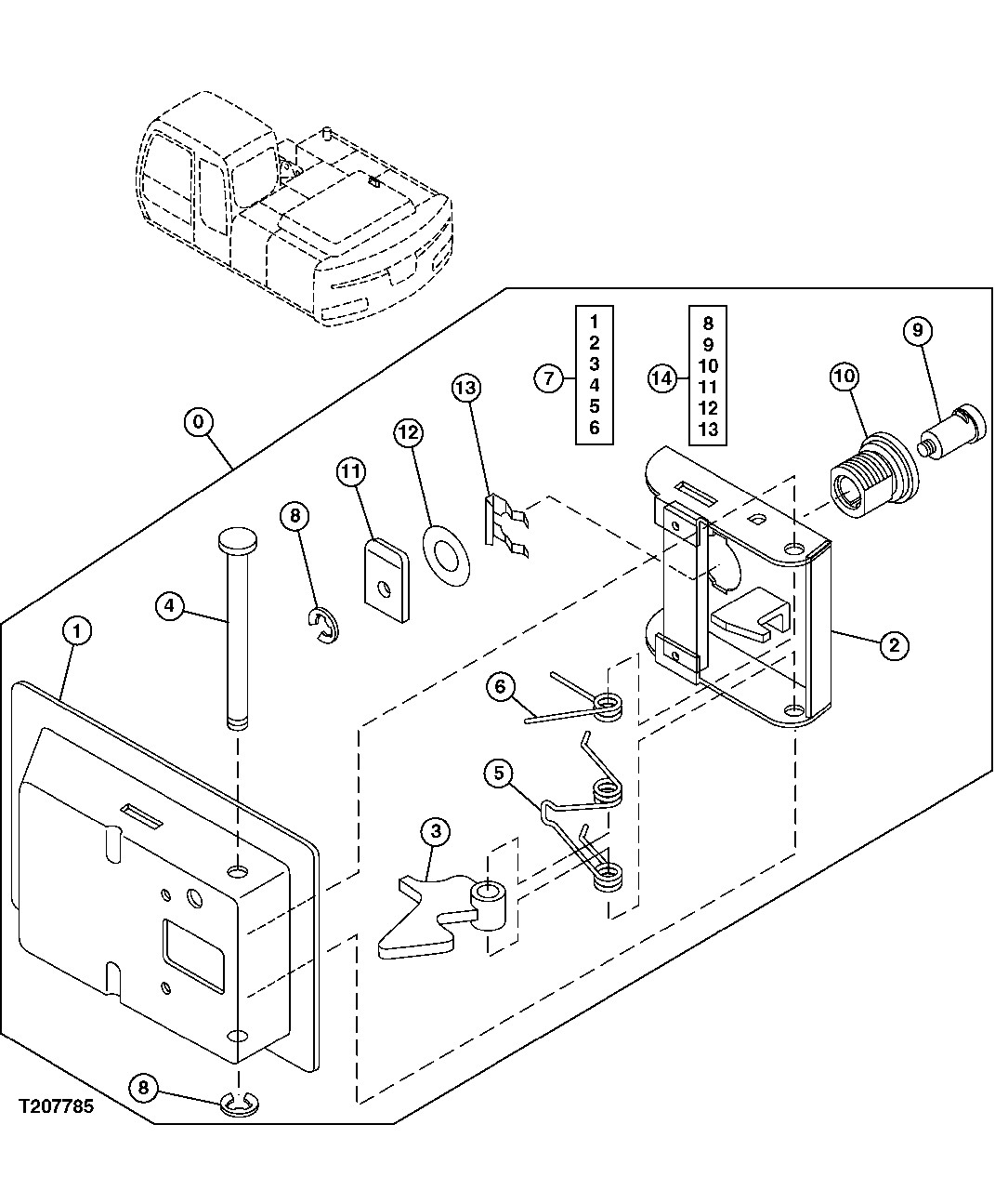 Схема запчастей John Deere 2054 - 146 - DOOR LOCK 1910 HOOD OR ENGINE ENCLOSURE