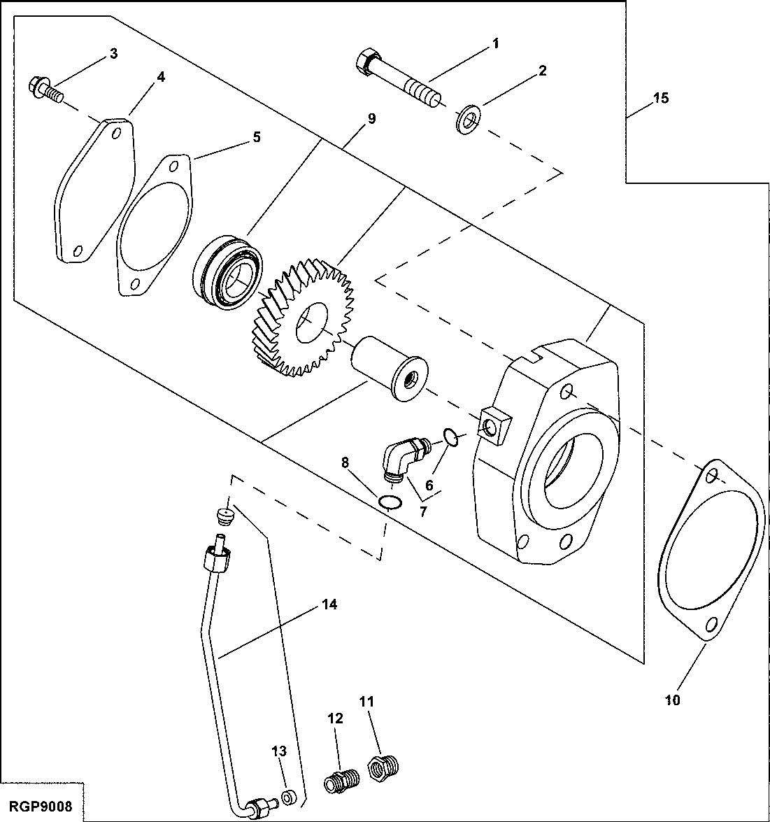 Схема запчастей John Deere 2054 - 191 - AUXILIARY DRIVE ADAPTER KIT (SAE "A" MOUNT, 9 TOOTH) 3360 HYDRAULIC SYSTEM