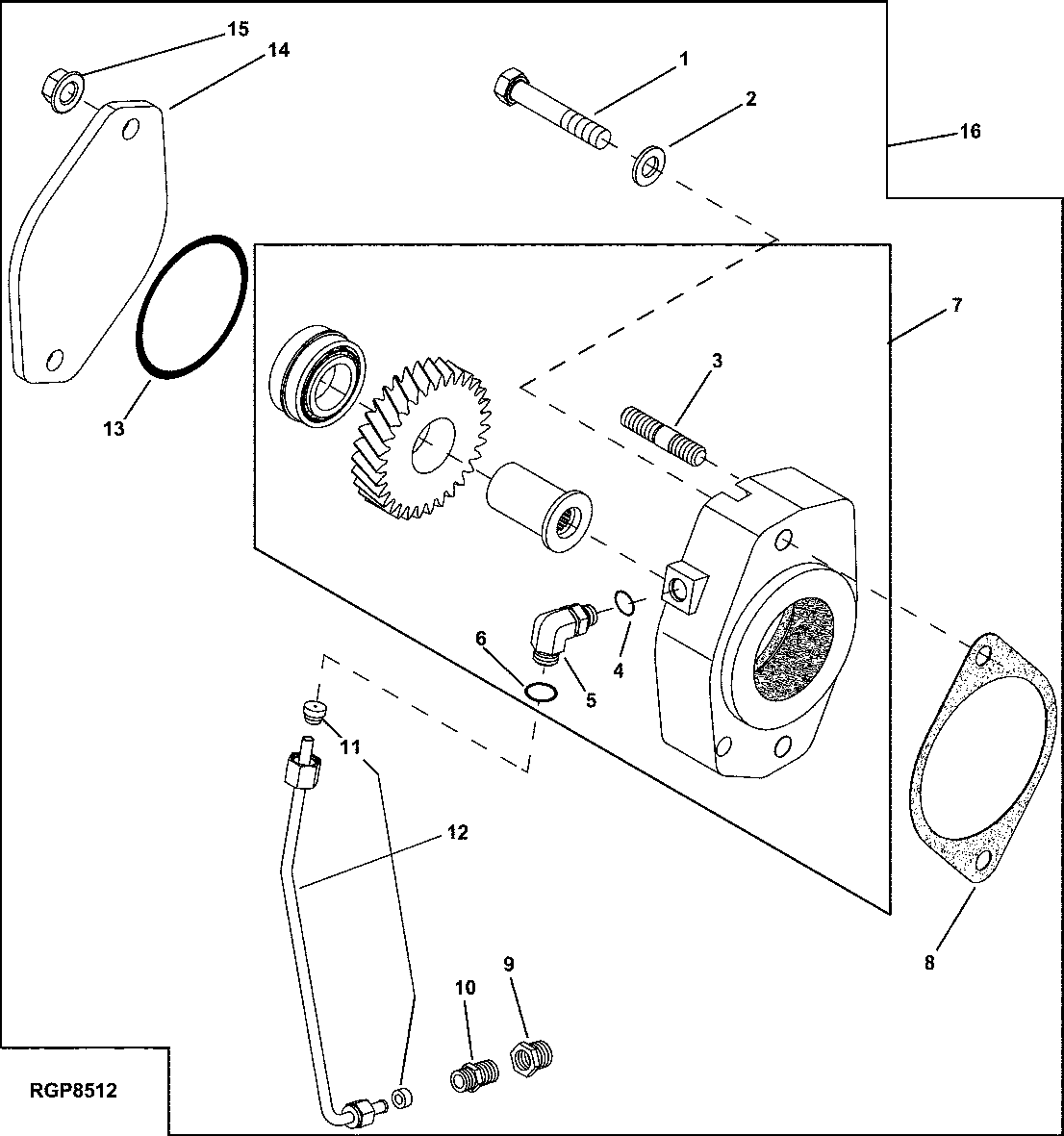 Схема запчастей John Deere 2054 - 192 - AUXILIARY DRIVE ADAPTER KIT (SAE "B" MOUNT, 13 TOOTH) 3360 HYDRAULIC SYSTEM