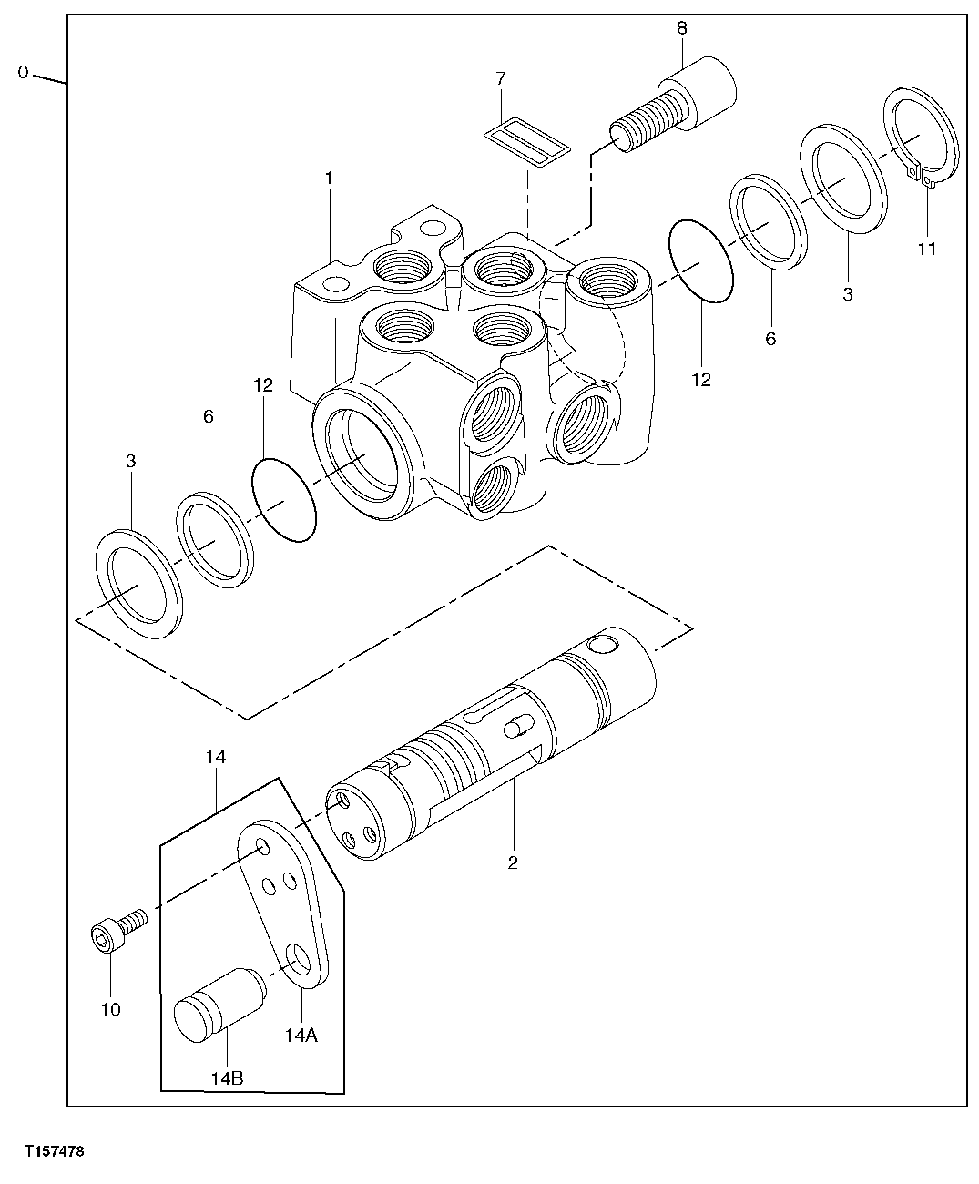 Схема запчастей John Deere 2054 - 222 - PILOT SHUTOFF VALVE COMPONENTS 3362 CONTROL & LOAD HOLDING VALVES