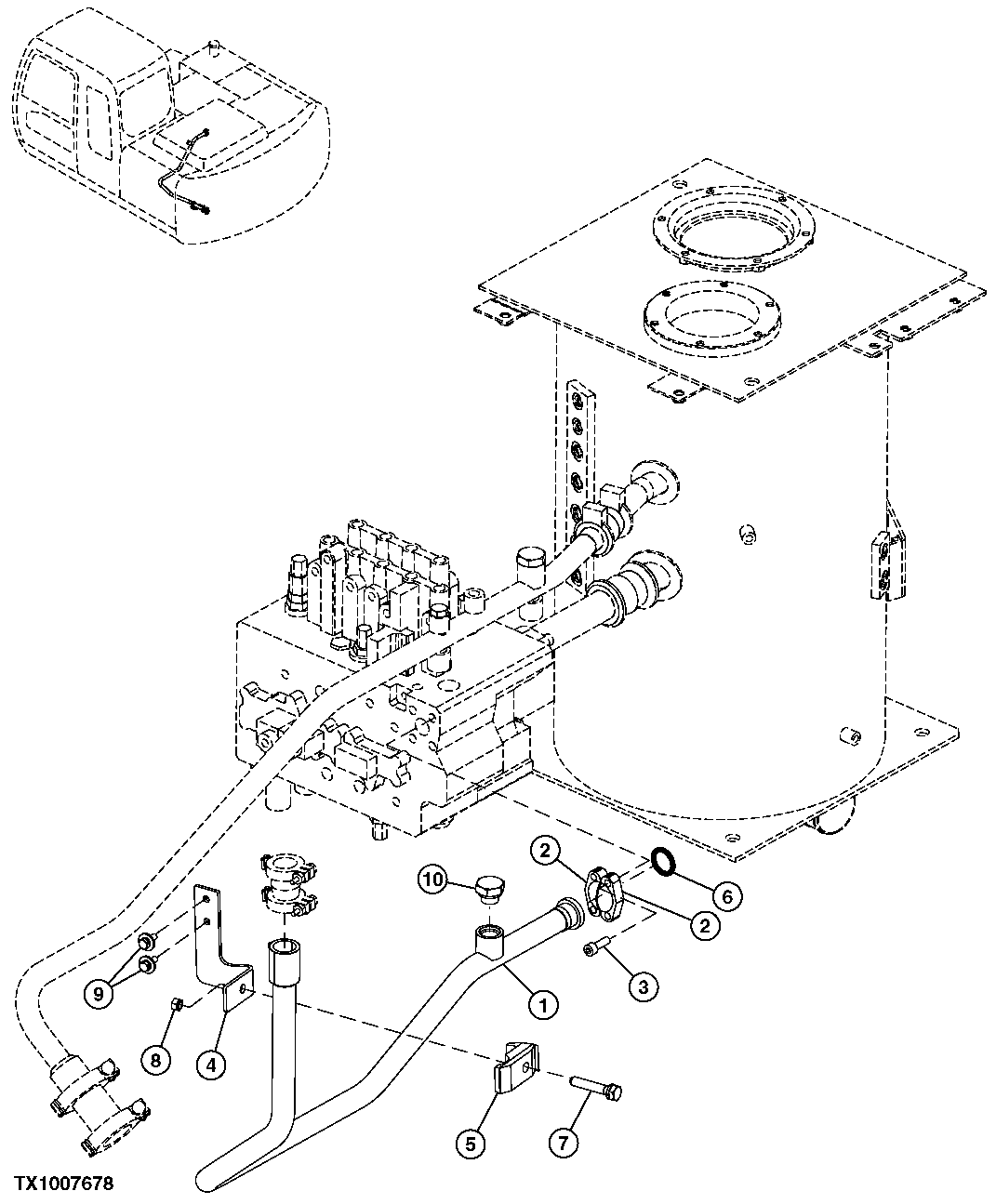 Схема запчастей John Deere 2054 - 226 - CONTROL VALVE TO OIL COOLER LINE 3363 LINES, HOSES & FITTINGS