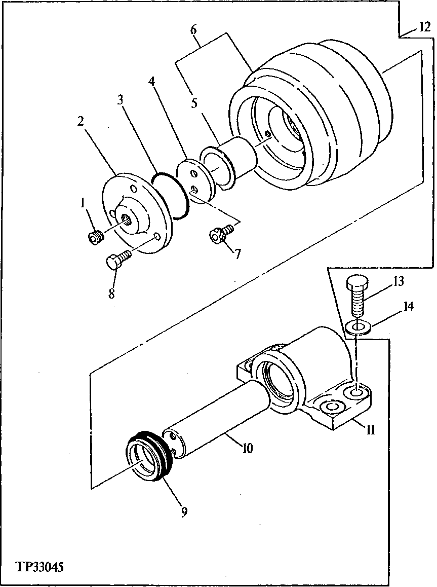 Схема запчастей John Deere 554 - 11 - TRACK CARRIER ROLLER COMPONENTS (STANDARD UNDERCARRIAGE) 0130 TRACK SYSTEMS