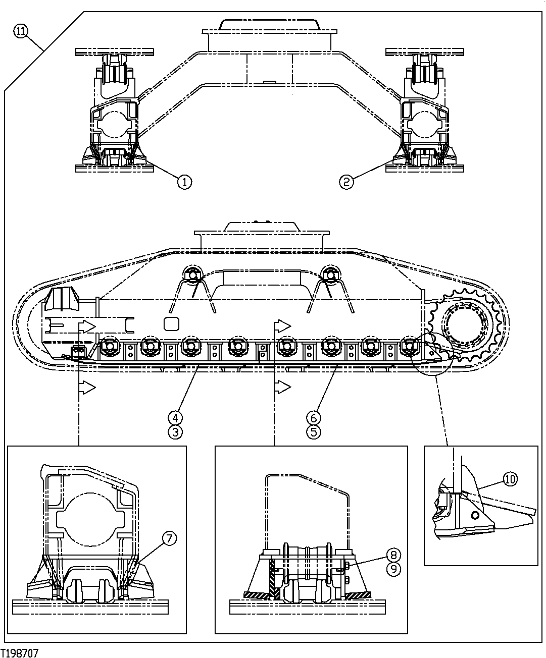 Схема запчастей John Deere 554 - 18 - ROCKGUARDS (SN. -200026) 0138 ROCKGUARDS AND TRACK GUIDES