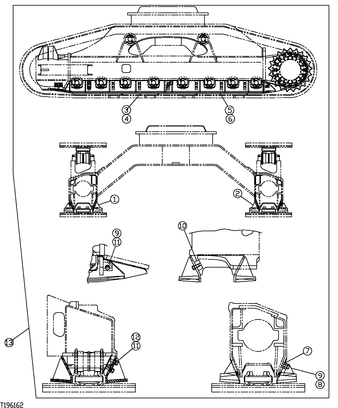 Схема запчастей John Deere 554 - 19 - ROCKGUARD (SN. 200027-XXXXXX) 0138 ROCKGUARDS AND TRACK GUIDES