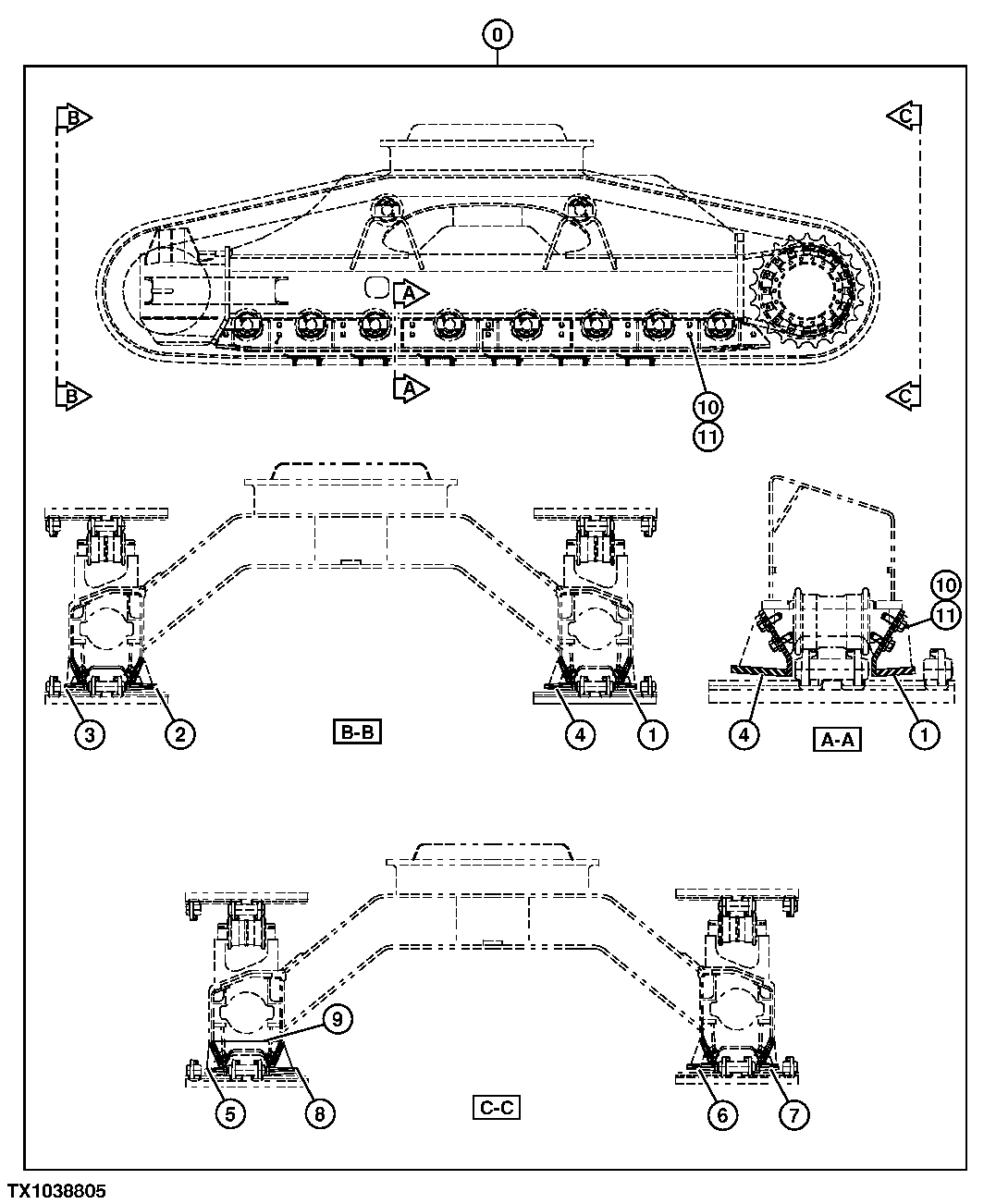 Схема запчастей John Deere 554 - 21 - TRI-TRACK ROCKGUARDS (SN. 200514- ) 0138 ROCKGUARDS AND TRACK GUIDES