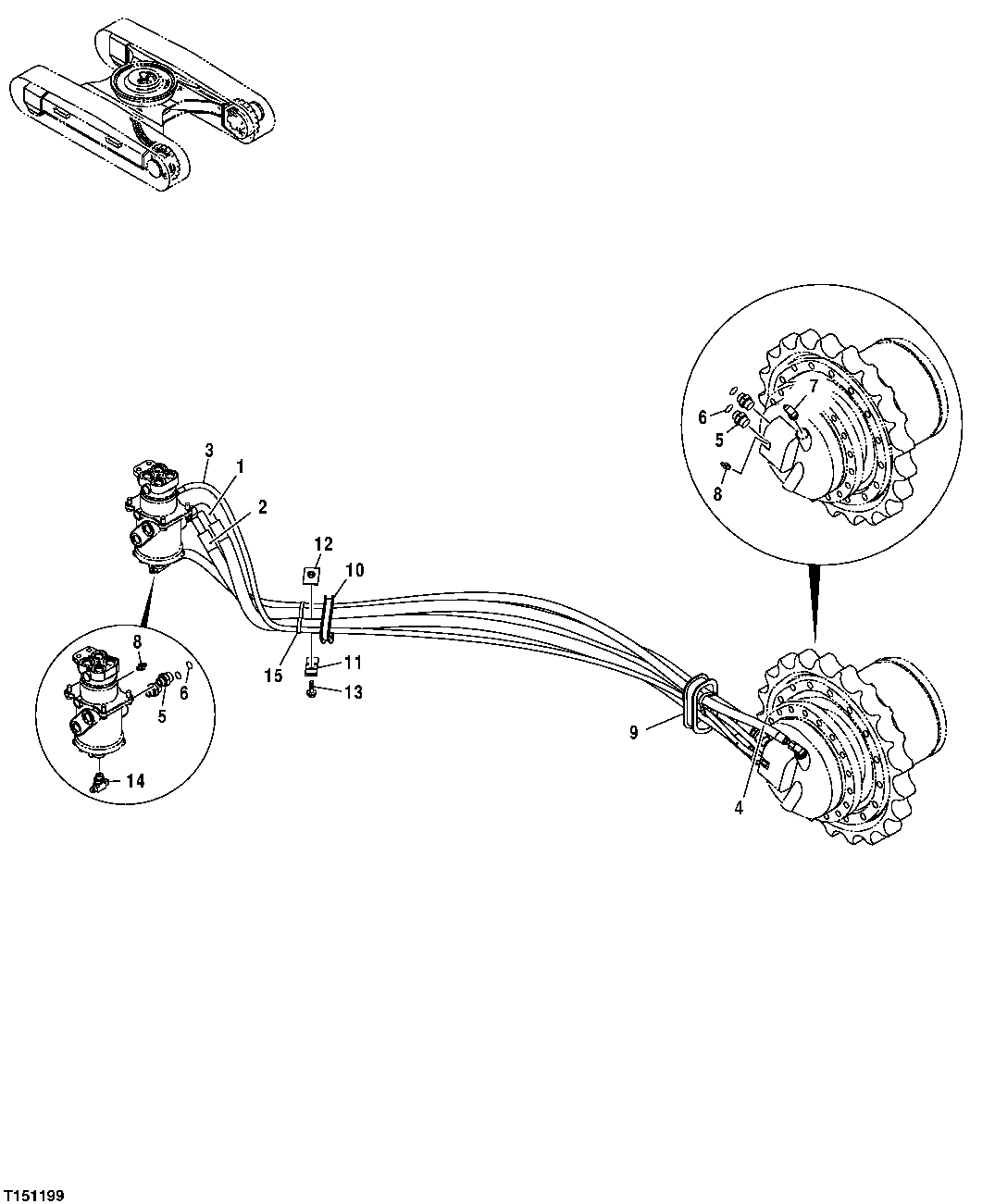 Схема запчастей John Deere 554 - 23 - ROTARY MANIFOLD TO PROPEL MOTOR HOSES 0260 HYDRAULIC SYSTEM