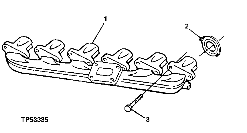 Схема запчастей John Deere 554 - 51 - 2834 EXHAUST MANIFOLD WITH GASKET 0400A Engine 6068HT053 6068HT053