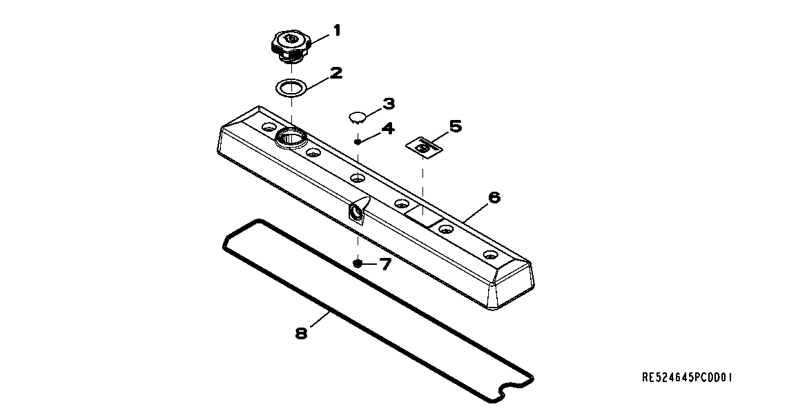 Схема запчастей John Deere 554 - 138 - 1132 Rocker Arm Cover 0400B Engine 6068HT059-RE519692 6068HT059