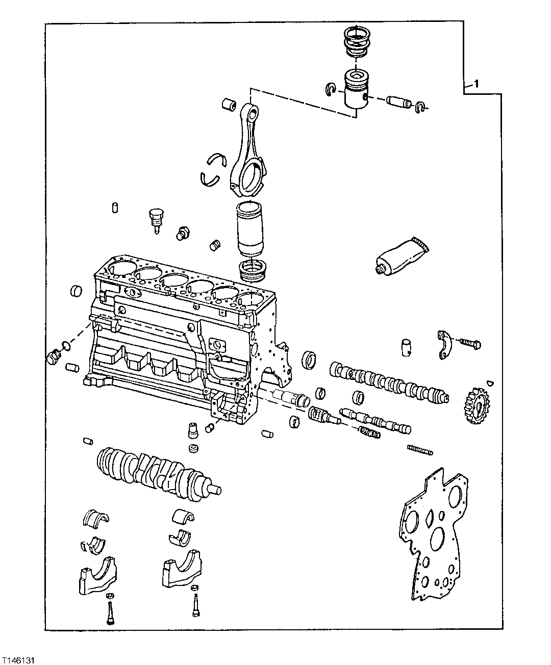 Схема запчастей John Deere 554 - 182 - 9901 ENGINE SHORT BLOCK 0400C Engine 6068HT064-RE528094 6068HT064