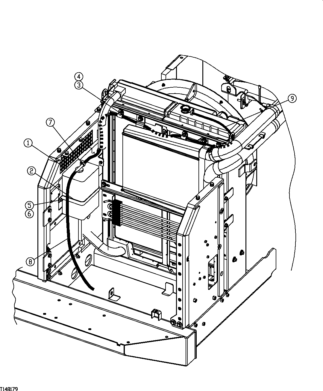 Схема запчастей John Deere 554 - 192 - ENGINE COOLANT RECOVERY SYSTEM 0510 ENGINE COOLING SYSTEMS