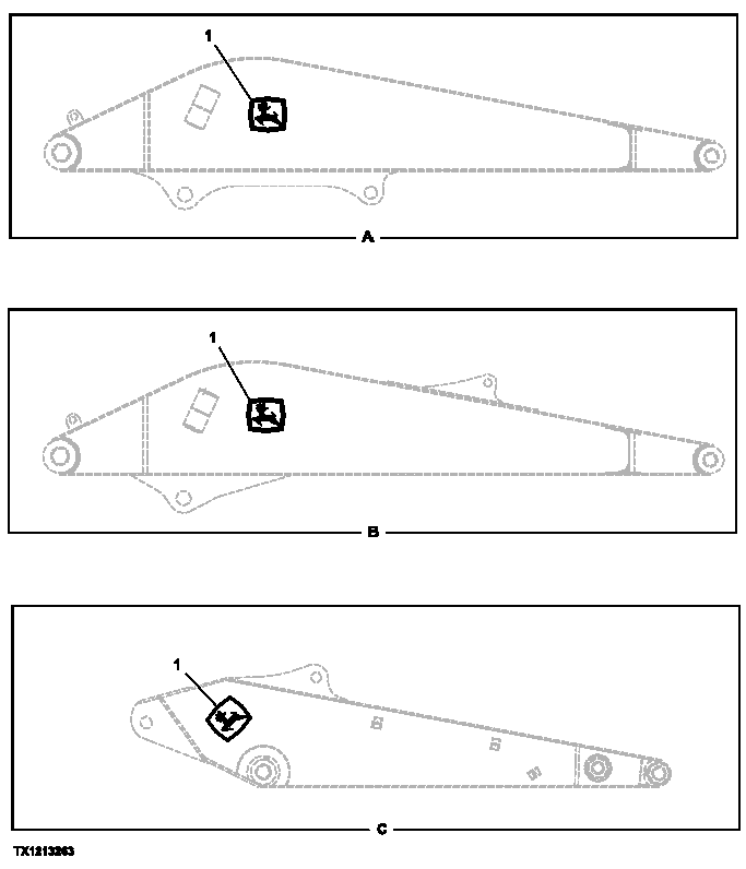 Схема запчастей John Deere 554 - 210 - ARM DECALS 1320 VEHICLE FINISH AND TRIM