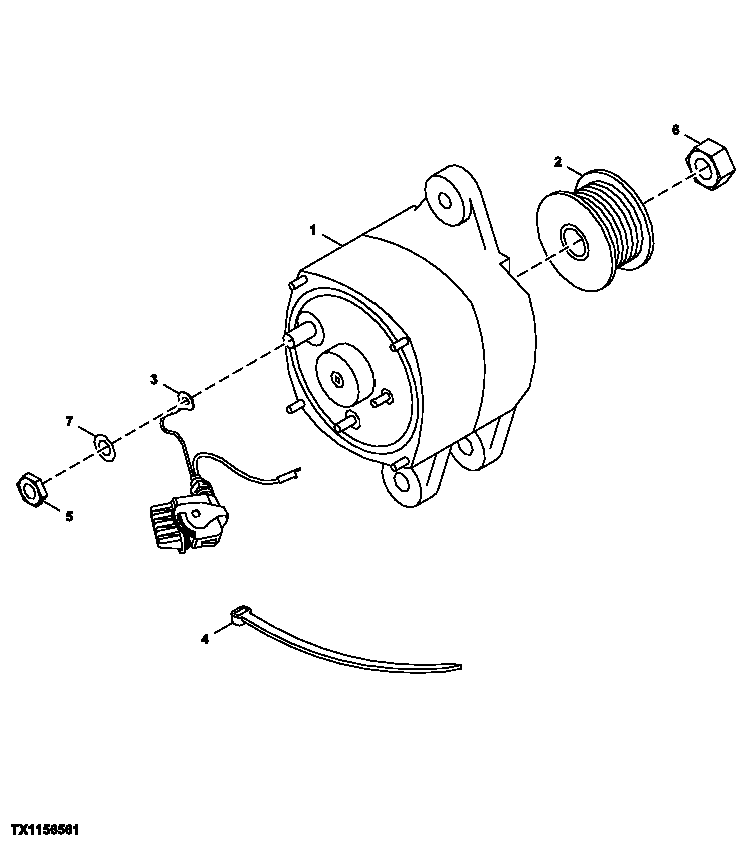 Схема запчастей John Deere 554 - 221 - ALTERNATOR (HEAVY DUTY 100 AMP) (SN 200270- ) 1672 ALTERNATOR