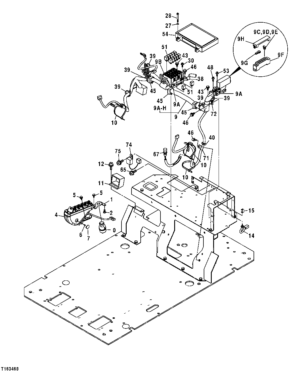 Схема запчастей John Deere 554 - 271 - SIDE ENTRY CAB ELECTRICAL COMPONENTS 1674B FORESTRY CAB WIRE HARNESS AND SWITCHES