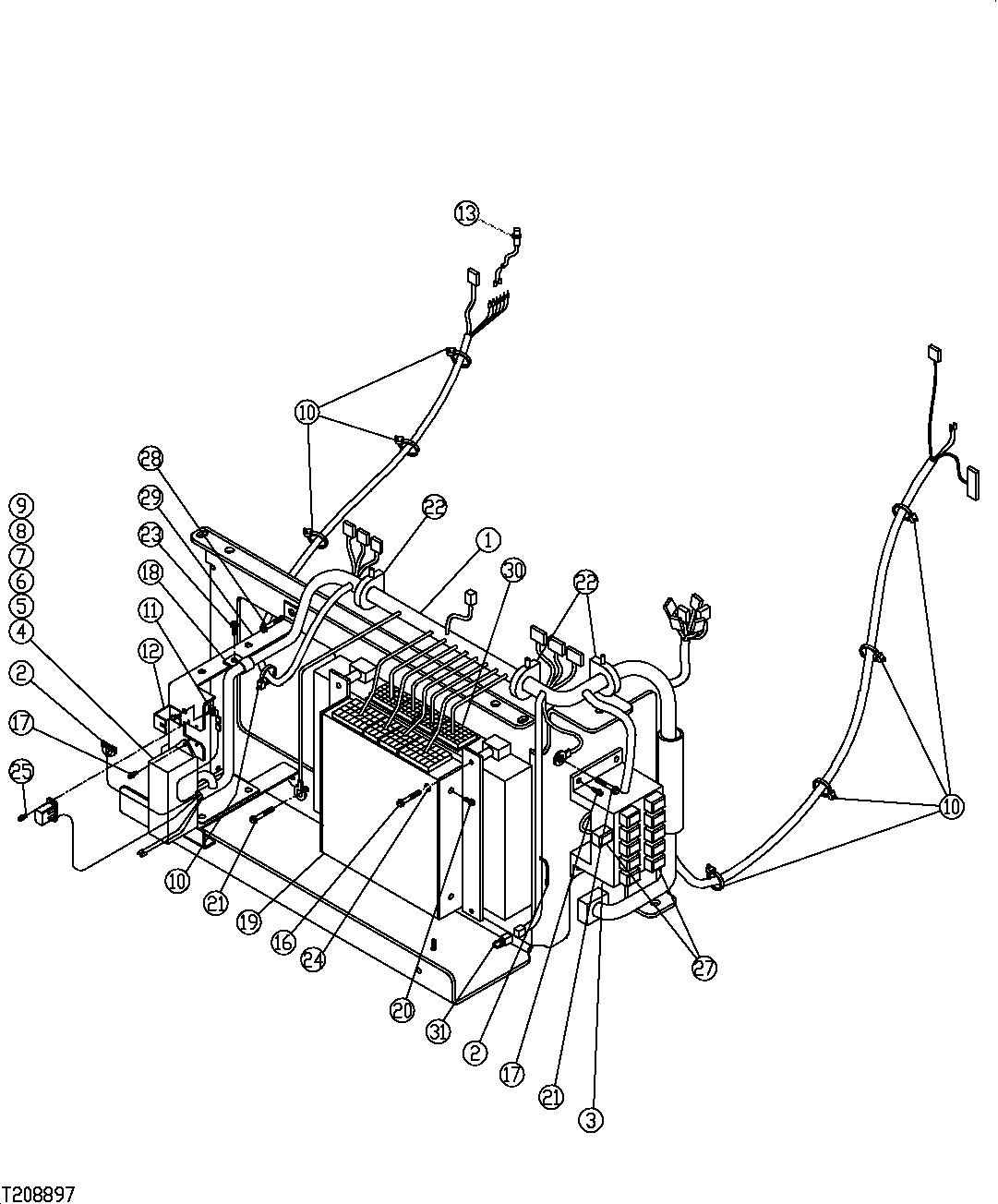 Схема запчастей John Deere 554 - 286 - REAR ENTRY CAB ELECTRICAL BOX 1674C REAR ENTRY CAB WIRING HARNESS AND SWITCHES