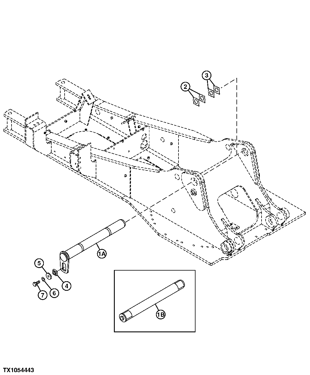 Схема запчастей John Deere 554 - 293 - MAIN FRAME TO BOOM PIN 1740 FRAME INSTALLATION