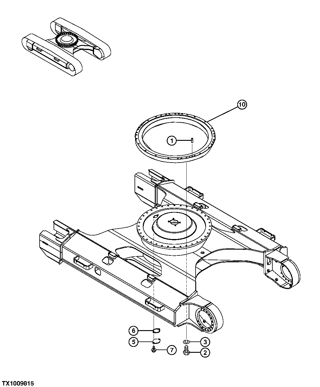 Схема запчастей John Deere 554 - 294 - SWING BEARING MOUNTING AND DRAIN COVER 1740 FRAME INSTALLATION