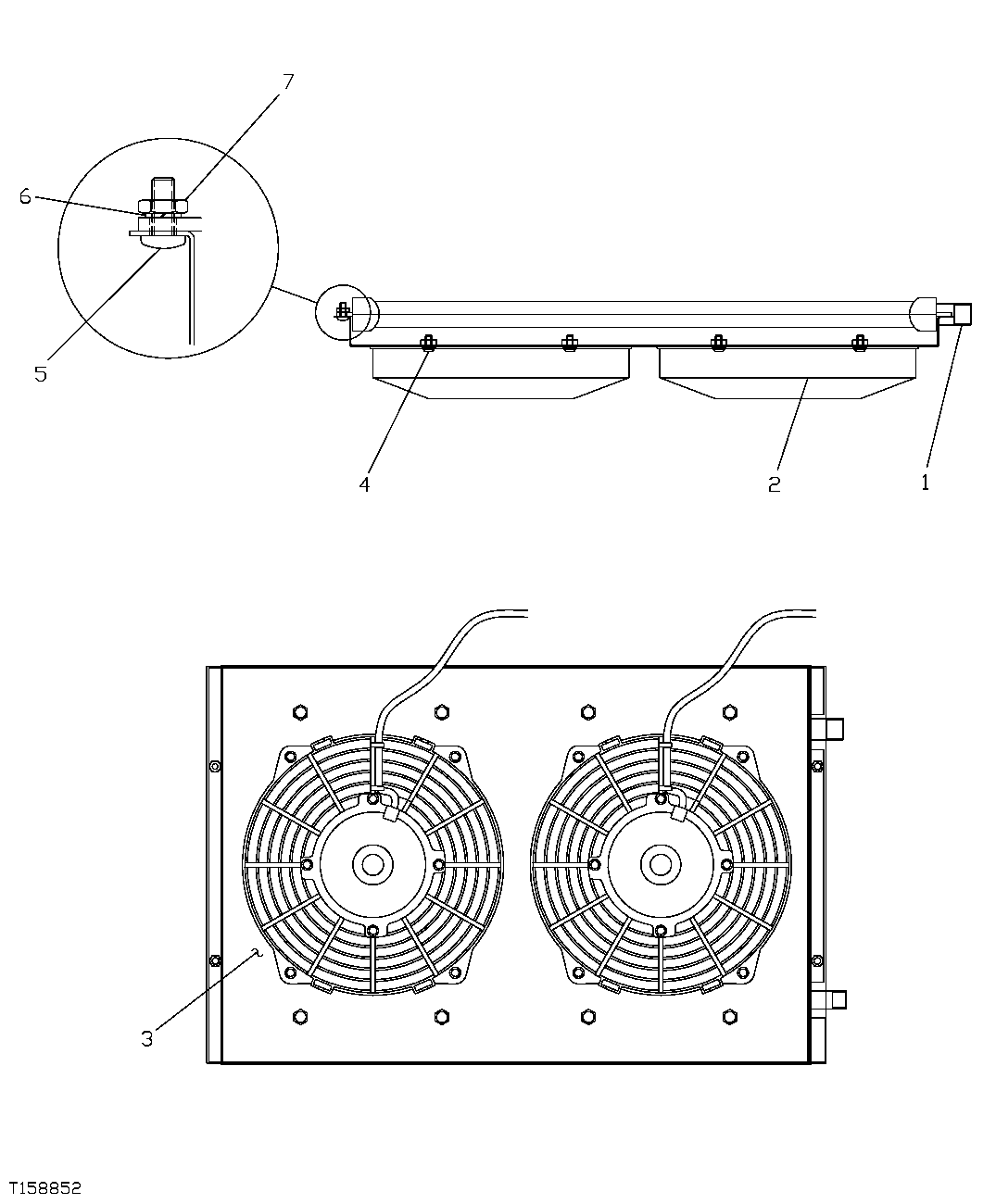 Схема запчастей John Deere 554 - 332 - POWERED CONDENSER COMPONENTS 1830 HEATING AND AIR CONDITIONING