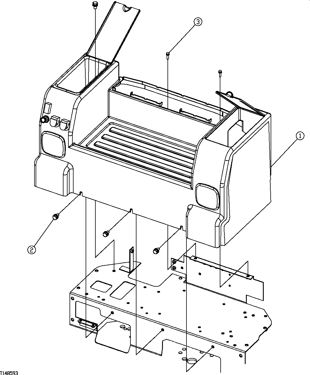 Схема запчастей John Deere 554 - 350 - SIDE ENTRY CAB REAR CONSOLE 1810B FORESTRY CAB