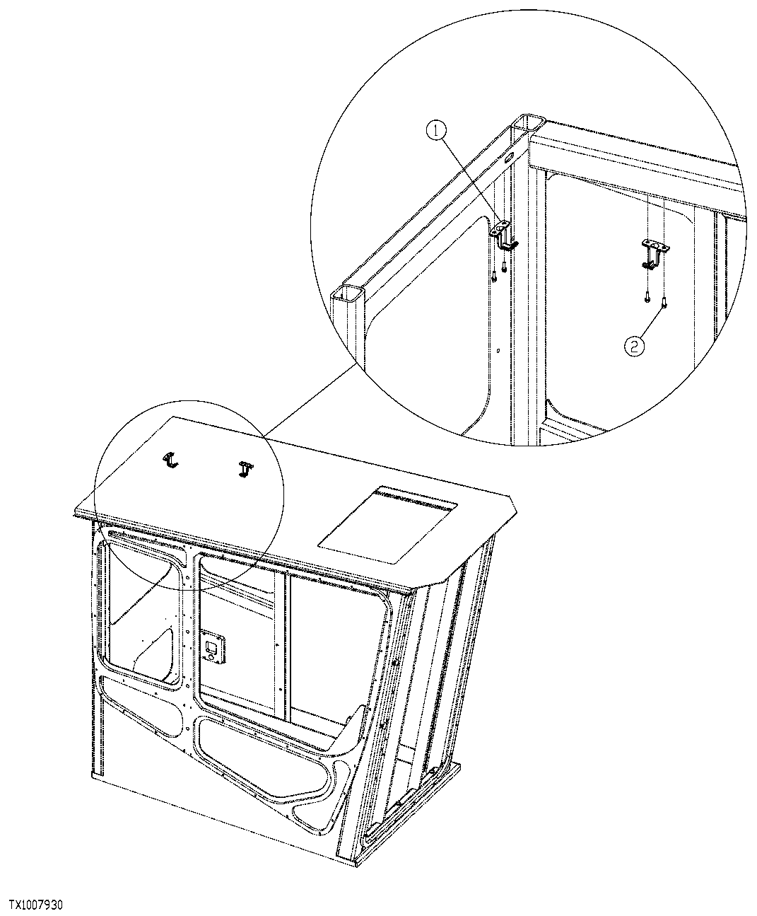 Схема запчастей John Deere 554 - 366 - SIDE ENTRY CAB COAT HOOK 1810B FORESTRY CAB