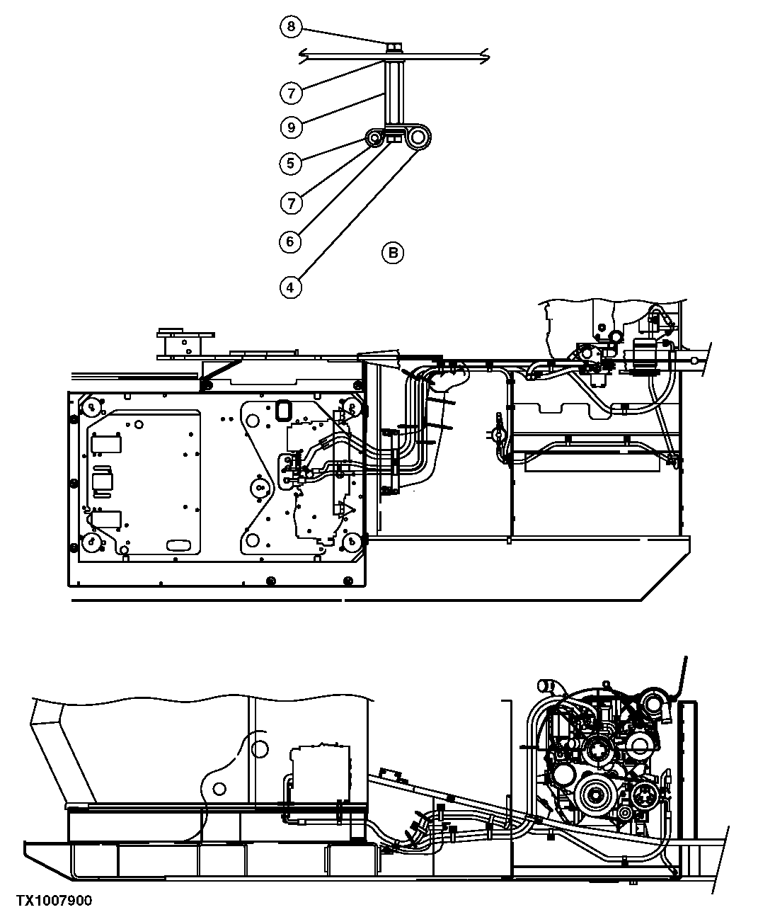 Схема запчастей John Deere 554 - 379 - SIDE ENTRY CAB AIR CONDITIONER AND HEATER HOSE CLAMPS (WITH 7 INCH RISER CAB) 1830B SIDE ENTRY CAB HEATING AND AIR CONDITIONING