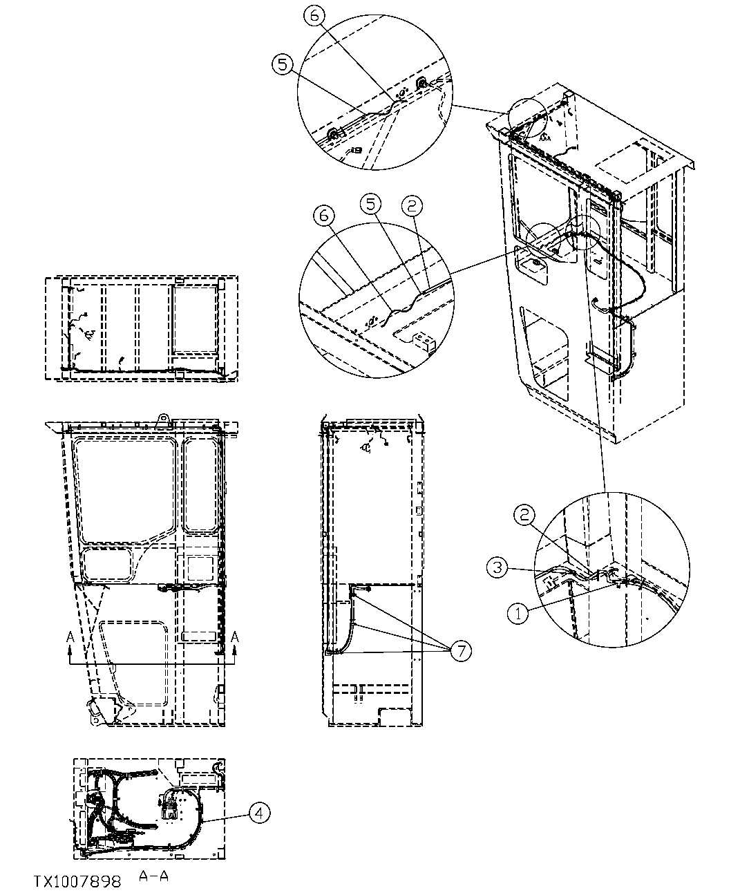 Схема запчастей John Deere 554 - 388 - REAR ENTRY CAB WINDSHIELD WASHER PLUMBING 1810C REAR ENTRY CAB