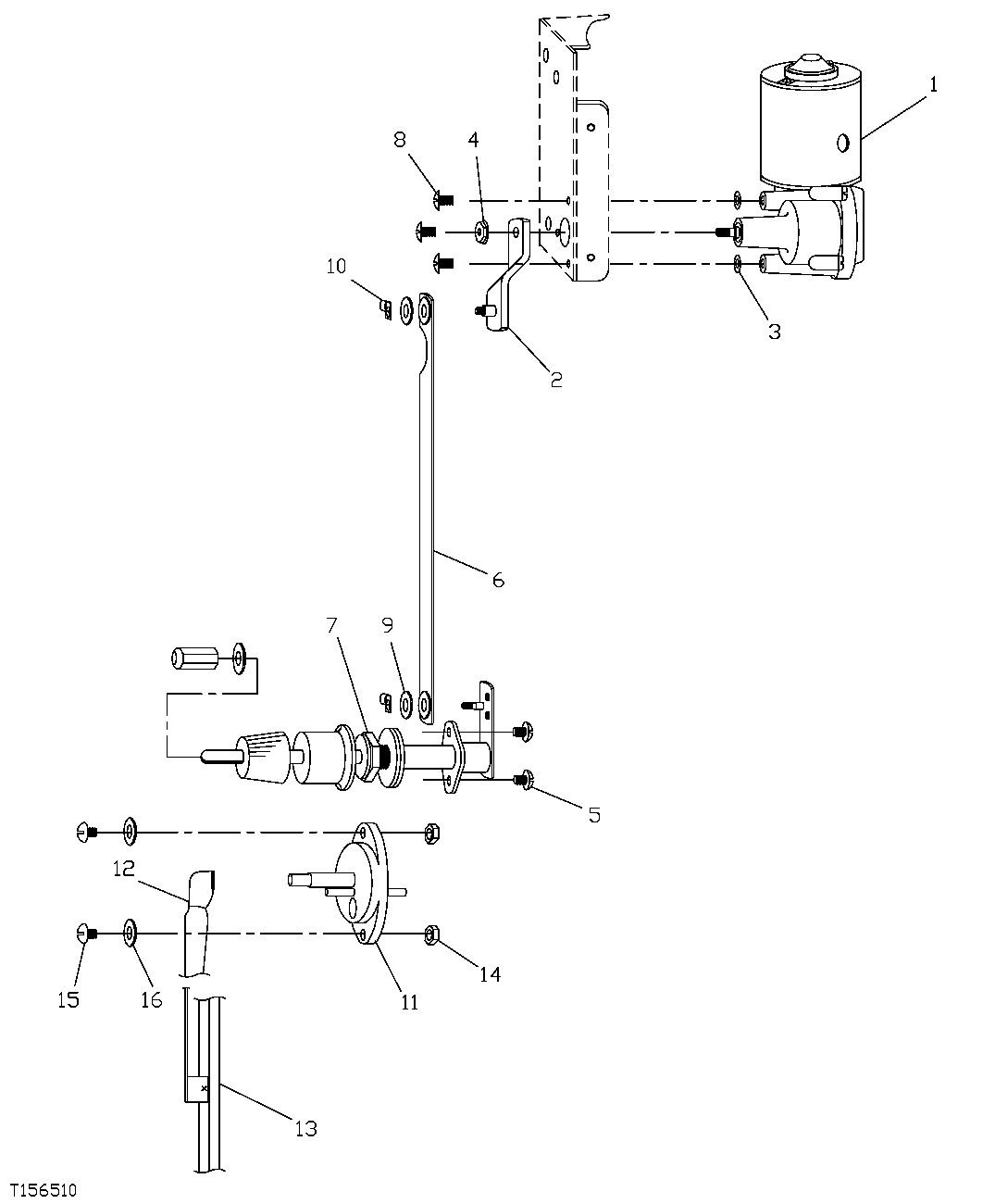 Схема запчастей John Deere 554 - 393 - REAR ENTRY CAB LOWER WIPER ASSEMBLY 1810C REAR ENTRY CAB