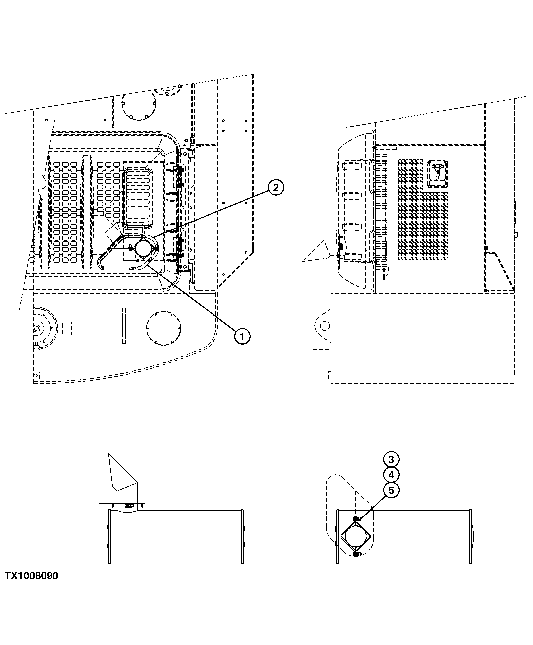 Схема запчастей John Deere 554 - 426 - MUFFLER DEBRIS SHIELD 1910 HOOD OR ENGINE ENCLOSURE