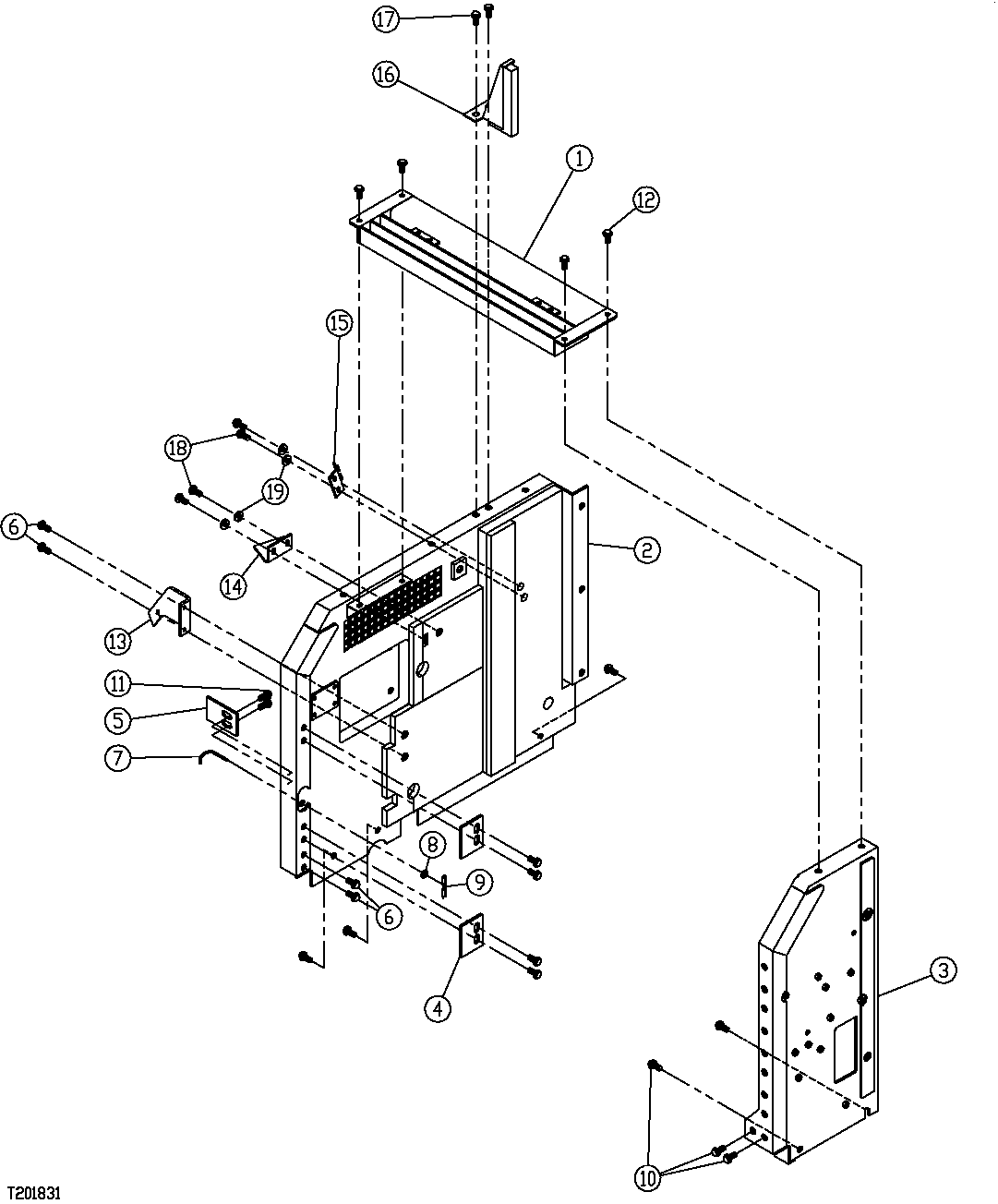 Схема запчастей John Deere 554 - 433 - RADIATOR COMPARTMENT PANELS AND COVER 1910 HOOD OR ENGINE ENCLOSURE