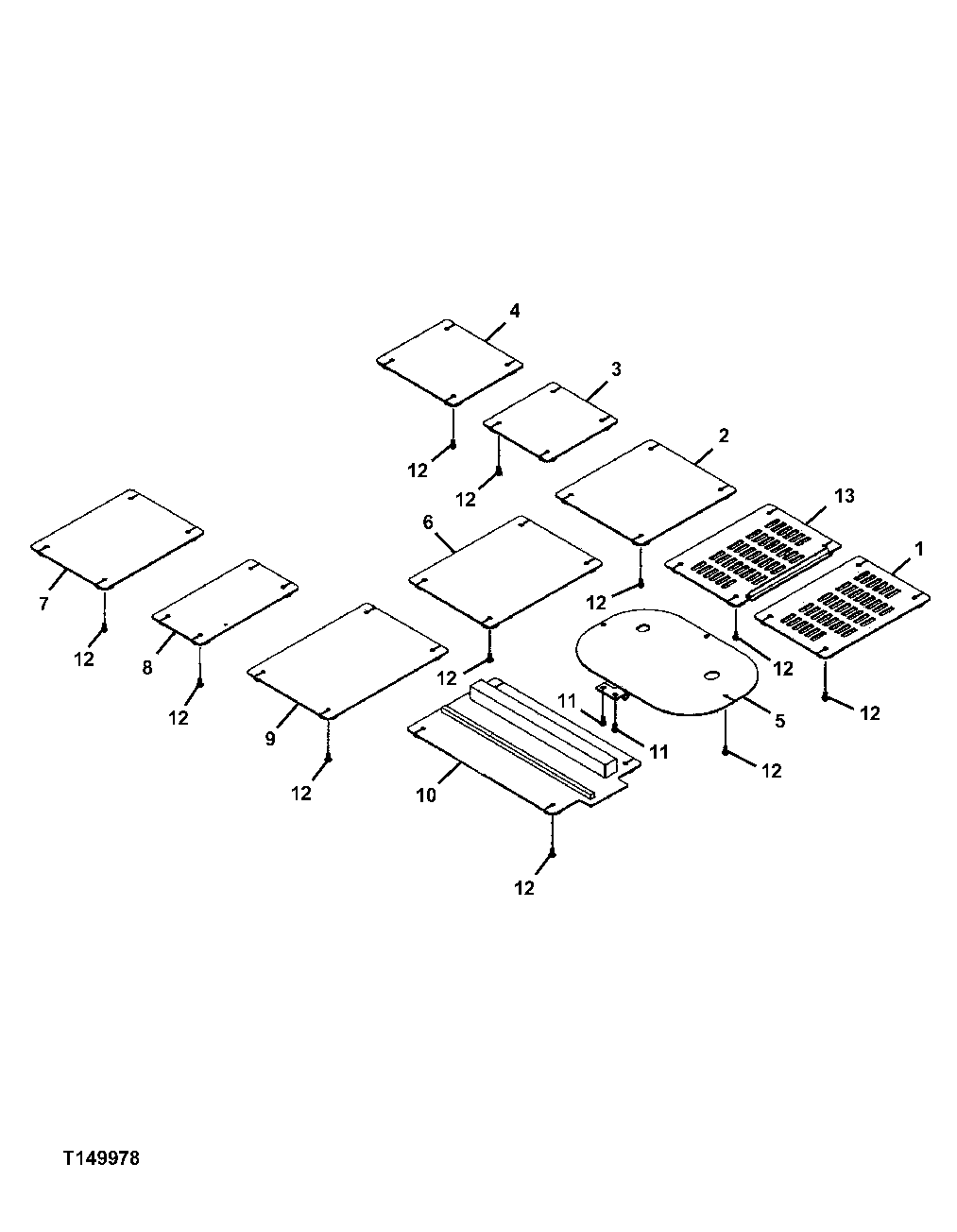 Схема запчастей John Deere 554 - 436 - BOTTOM PROTECTION COVERS 1910 HOOD OR ENGINE ENCLOSURE