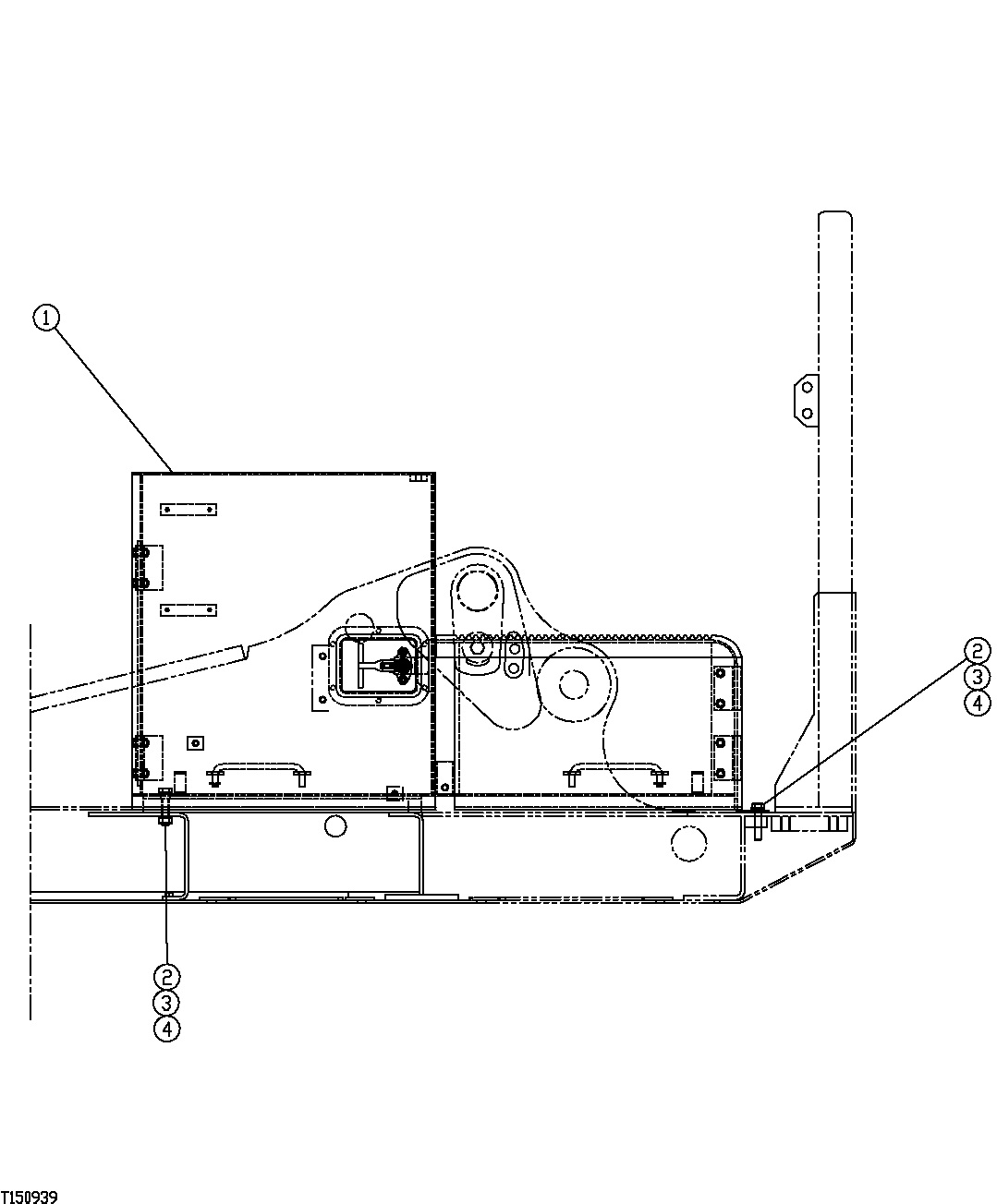 Схема запчастей John Deere 554 - 437 - TOOLBOX AND MOUNTING (SN -200065) 1910 HOOD OR ENGINE ENCLOSURE