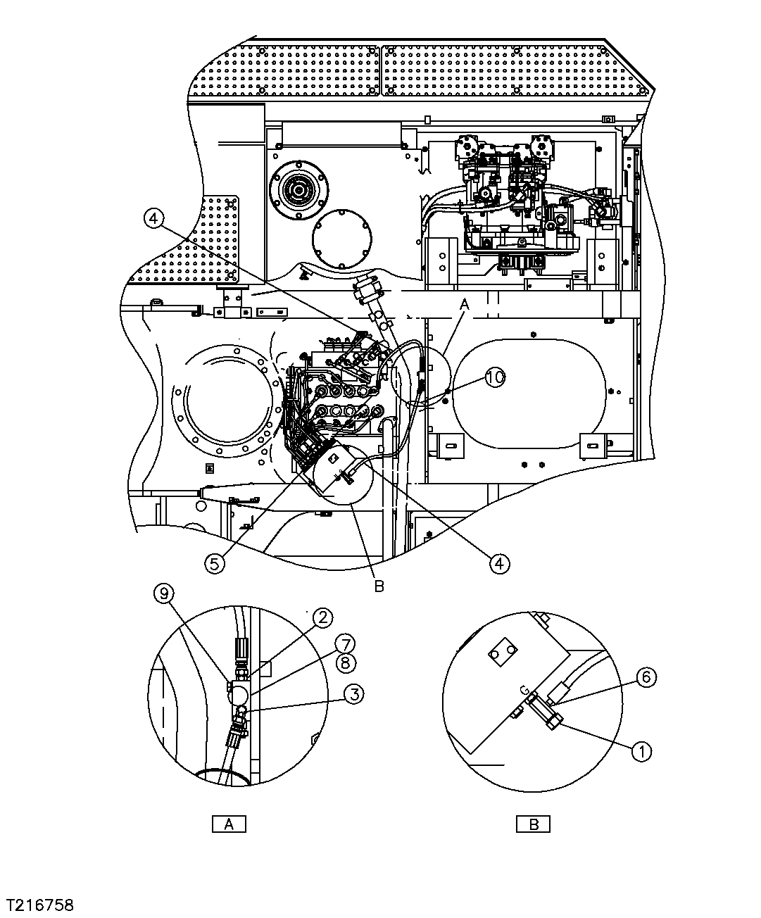 Схема запчастей John Deere 554 - 554 - HIGH PRESSURE MODE PILOT PLUMBING LINES 3360 HYDRAULIC SYSTEM