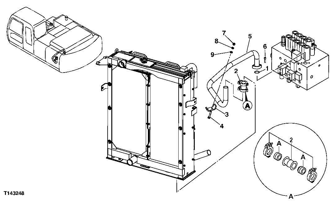 Схема запчастей John Deere 554 - 556 - RETURN LINES (CONTROL VALVE TO OIL COOLER) 3360 HYDRAULIC SYSTEM