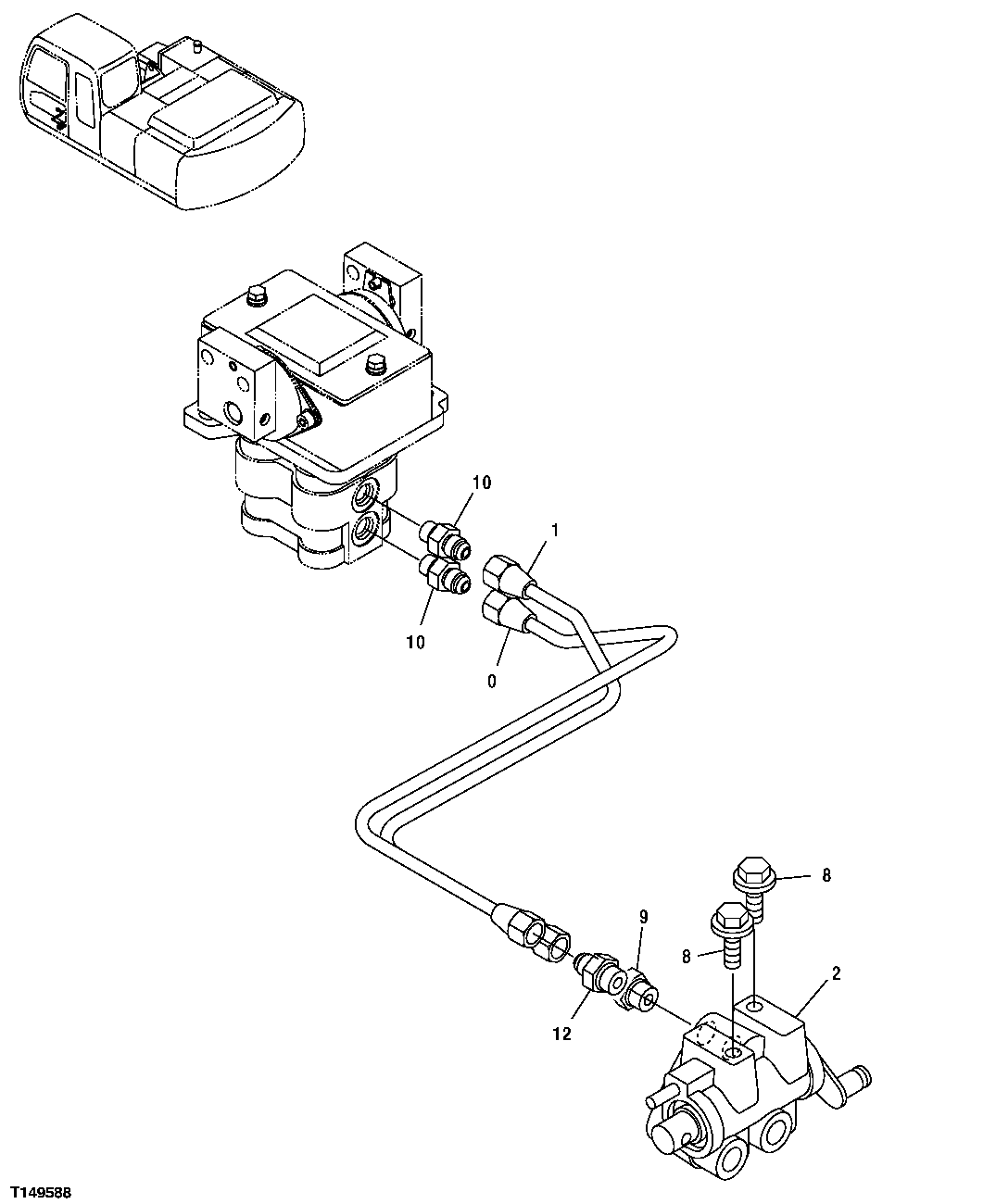 Схема запчастей John Deere 554 - 564 - PILOT LINES (PROPEL PILOT CONTROLLER TO SHUT-OFF VALVE) 3360 HYDRAULIC SYSTEM