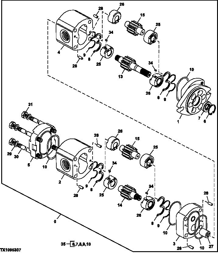 Схема запчастей John Deere 554 - 493 - Gear Pump Assembly Components 3360 HYDRAULIC SYSTEM